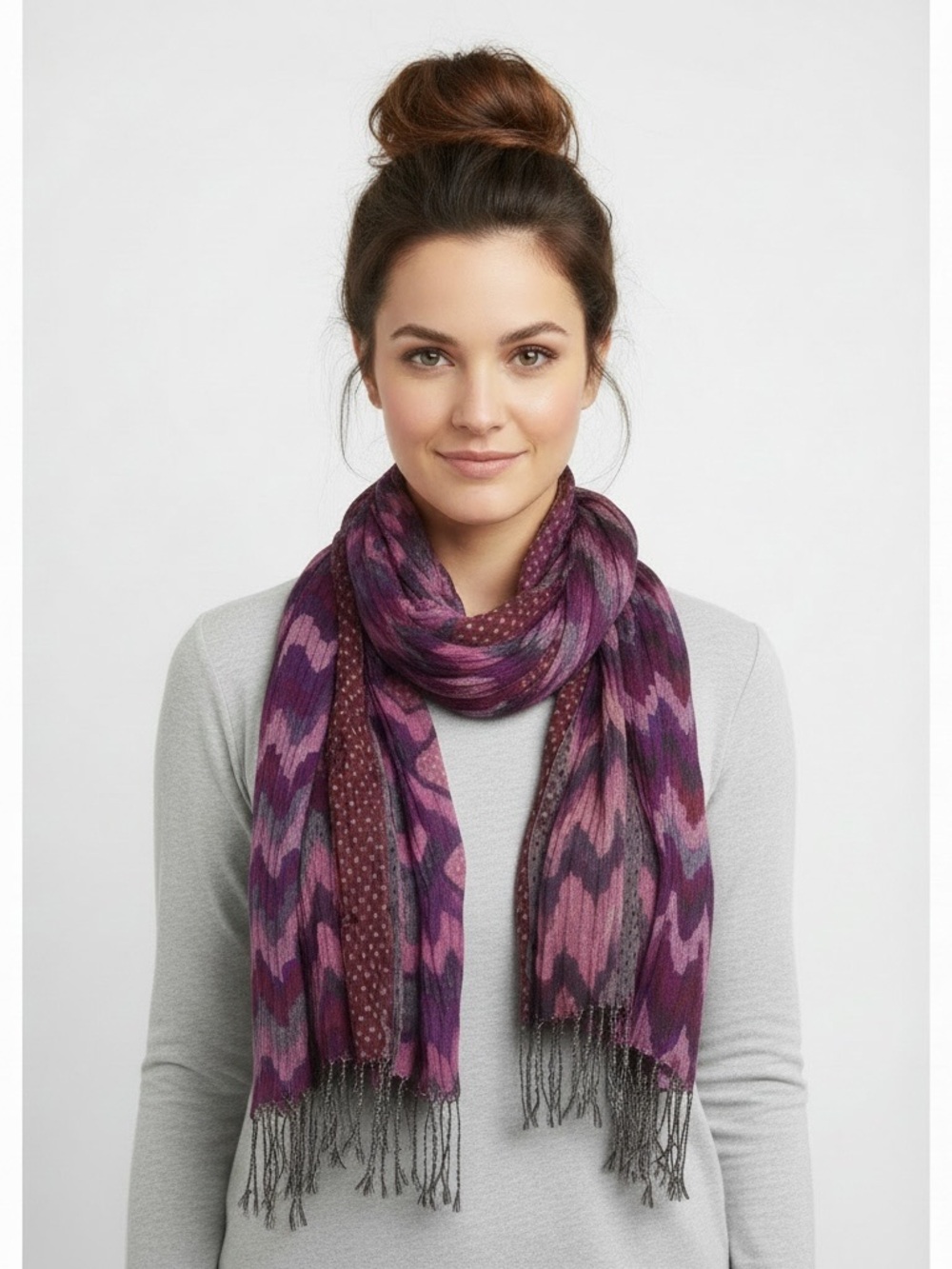 Beautiful pattered fringe scarf wrap